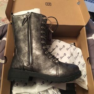 Black/silver combat boots